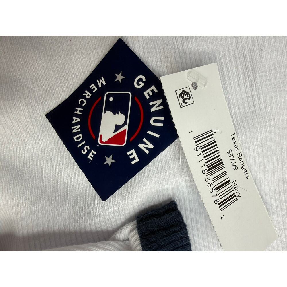 Texas Rangers Women’s Ribbed Racerback Tank Top White Blue Size Small - Picture 3 of 6